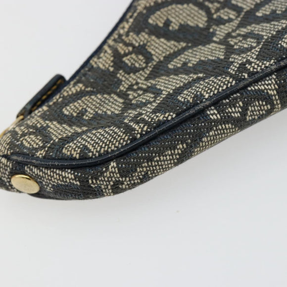 Christian Dior Trotter Canvas Zadeltasje Muntzakje Marine Goud Auth bs35356