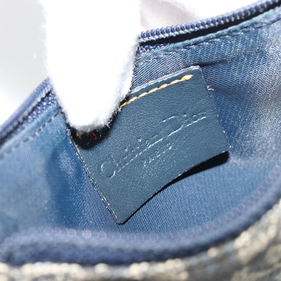 Christian Dior Trotter Canvas Zadeltasje Muntzakje Marine Goud Auth bs35356
