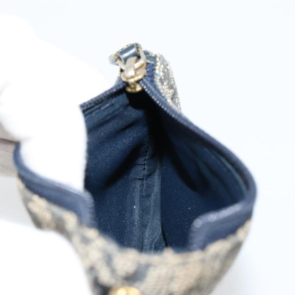 Christian Dior Trotter Canvas Zadeltasje Muntzakje Marine Goud Auth bs35356