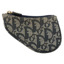 Christian Dior Trotter Canvas Zadeltasje Muntzakje Marine Goud Auth bs35356-3