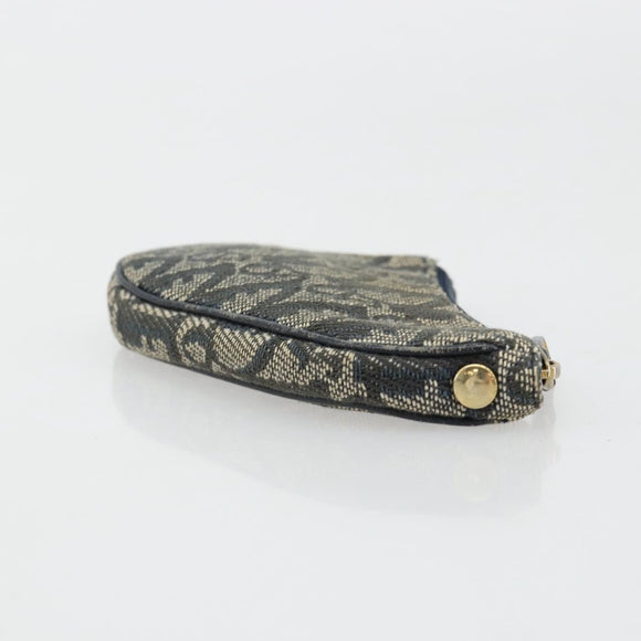Christian Dior Trotter Canvas Zadeltasje Muntzakje Marine Goud Auth bs35356