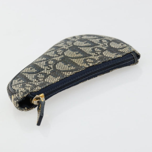 Christian Dior Trotter Canvas Zadeltasje Muntzakje Marine Goud Auth bs35356
