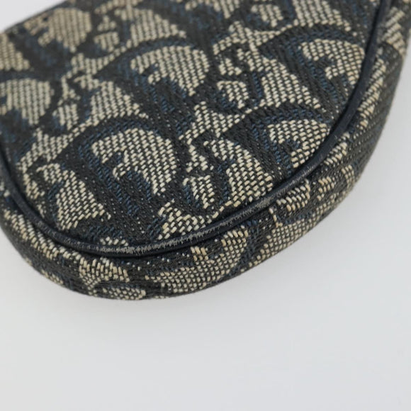 Christian Dior Trotter Canvas Zadeltasje Muntzakje Marine Goud Auth bs35356