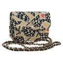 CHANEL Matelasse Chain Shoulder Pouch Nylon Beige Gold CC Auth bs35360SAM-1