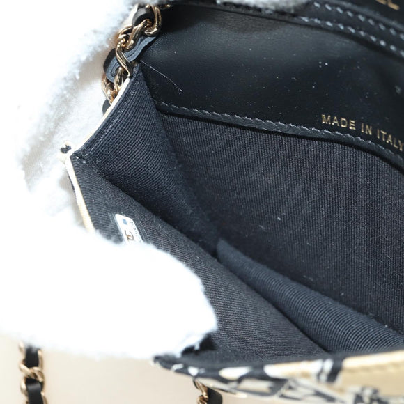 CHANEL Matelasse Chain Shoulder Pouch Nylon Beige Gold CC Auth bs35360SAM