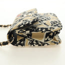CHANEL Matelasse Chain Shoulder Pouch Nylon Beige Gold CC Auth bs35360SAM-3