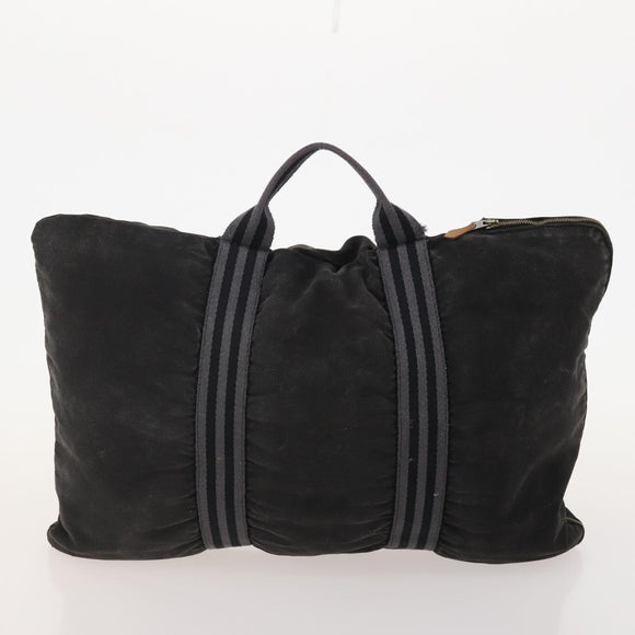 HERMES Hand Bag Canvas 3 Set Gray Black Brown Auth bs35362