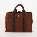 HERMES Hand Bag Canvas 3 Set Gray Black Brown Auth bs35362-17