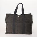 HERMES Hand Bag Canvas 3 Set Gray Black Brown Auth bs35362-2