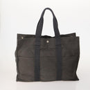 HERMES Hand Bag Canvas 3 Set Gray Black Brown Auth bs35362-3