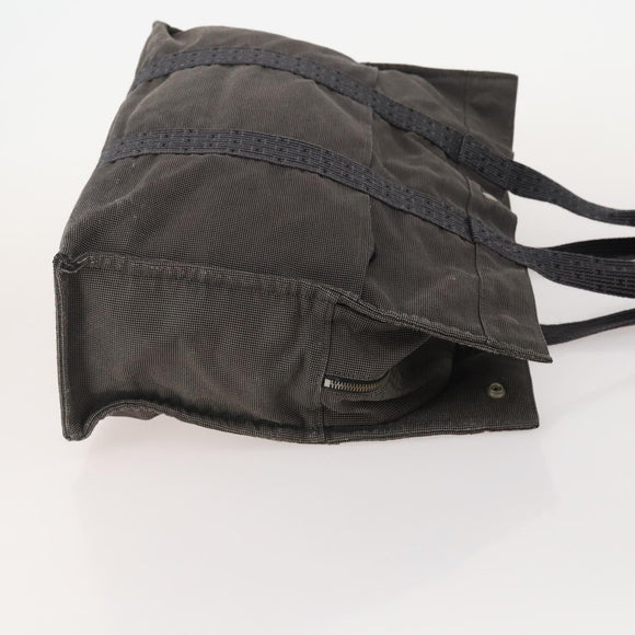 HERMES Hand Bag Canvas 3 Set Gray Black Brown Auth bs35362