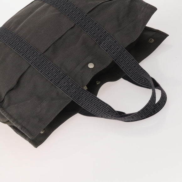 HERMES Hand Bag Canvas 3 Set Gray Black Brown Auth bs35362