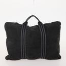 HERMES Hand Bag Canvas 3 Set Gray Black Brown Auth bs35362-9