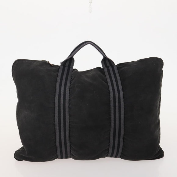 HERMES Hand Bag Canvas 3 Set Gray Black Brown Auth bs35362