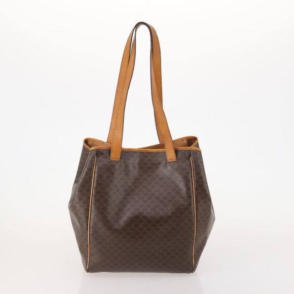 CELINE Macadam Canvas Shoulder Bag PVC Leather 2 Set Brown Auth bs35363