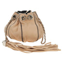 CHANEL Chain Purse Hand Bag Lamb Skin Beige Silver CC Auth bs35366V-1