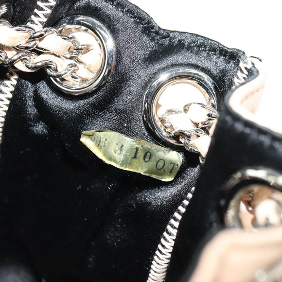 CHANEL Chain Purse Hand Bag Lamb Skin Beige Silver CC Auth bs35366V