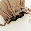 CHANEL Chain Purse Hand Bag Lamb Skin Beige Silver CC Auth bs35366V-7