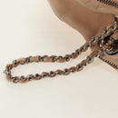 CHANEL Chain Purse Hand Bag Lamb Skin Beige Silver CC Auth bs35366V-8