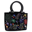 Salvatore Ferragamo Beads Hand Bag Velor Black Silver Auth bs35367A-1