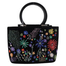 Salvatore Ferragamo Beads Hand Bag Velor Black Silver Auth bs35367A-13