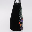 Salvatore Ferragamo Beads Hand Bag Velor Black Silver Auth bs35367A-4