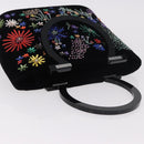 Salvatore Ferragamo Beads Hand Bag Velor Black Silver Auth bs35367A-6
