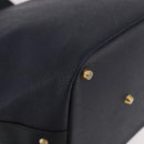 VERSACE Hand Bag Leather Navy Gold Auth bs35368-9