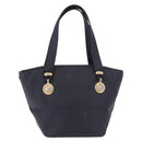 VERSACE Hand Bag Leather Navy Gold Auth bs35368-13
