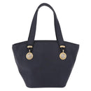 VERSACE Hand Bag Leather Navy Gold Auth bs35368-2