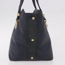 VERSACE Hand Bag Leather Navy Gold Auth bs35368-3