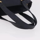 VERSACE Hand Bag Leather Navy Gold Auth bs35368-7