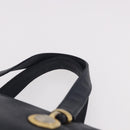 VERSACE Hand Bag Leather Navy Gold Auth bs35368-8