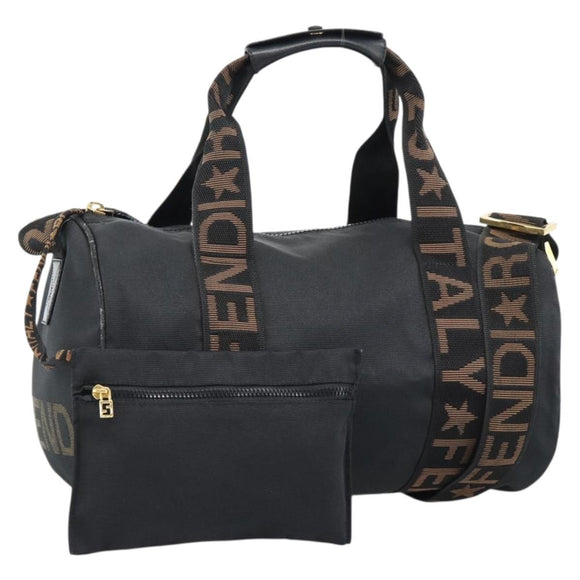FENDI Handtasche Canvas 2-Wege Schwarz Gold Auth bs35369