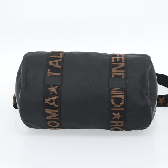 FENDI Handtasche Canvas 2-Wege Schwarz Gold Auth bs35369