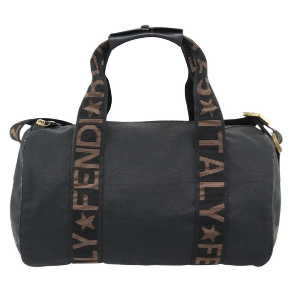 FENDI Handtasche Canvas 2-Wege Schwarz Gold Auth bs35369