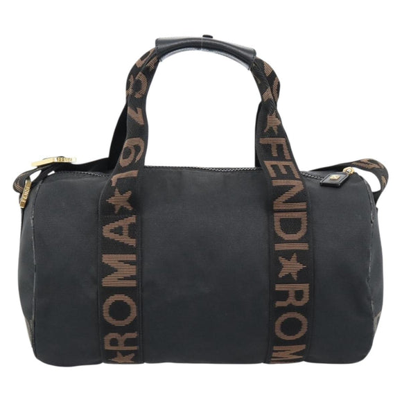 FENDI Handtasche Canvas 2-Wege Schwarz Gold Auth bs35369