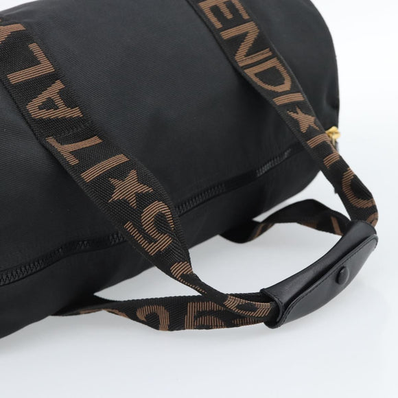 FENDI Handtasche Canvas 2-Wege Schwarz Gold Auth bs35369