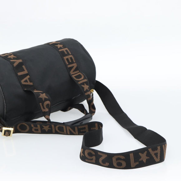 FENDI Handtasche Canvas 2-Wege Schwarz Gold Auth bs35369