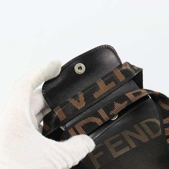 FENDI Handtasche Canvas Schwarz Silber Auth bs35371