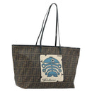 FENDI Zucca Canvas Tote Bag PVC Black Brown Auth bs35373-1