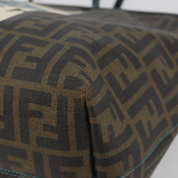 FENDI Zucca Canvas Tote Bag PVC Black Brown Auth bs35373