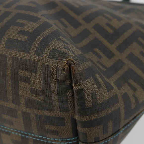 FENDI Zucca Canvas Tote Bag PVC Black Brown Auth bs35373