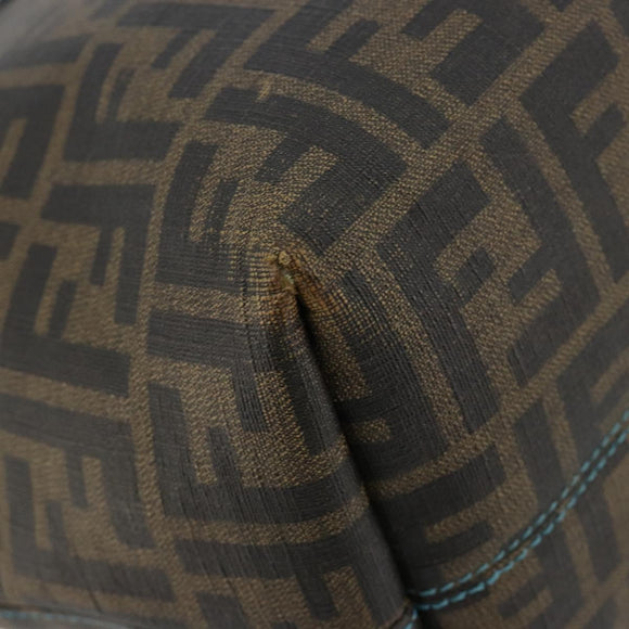 FENDI Zucca Canvas Tote Bag PVC Black Brown Auth bs35373