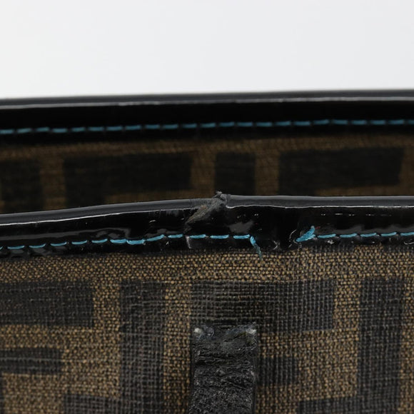FENDI Zucca Canvas Tote Bag PVC Black Brown Auth bs35373