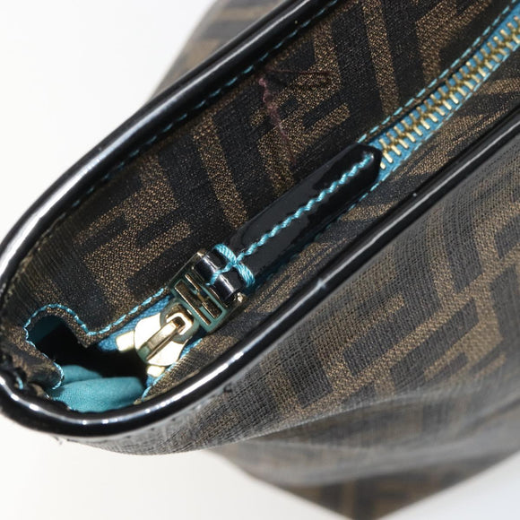 FENDI Zucca Canvas Tote Bag PVC Black Brown Auth bs35373