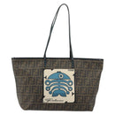 FENDI Zucca Canvas Tote Bag PVC Black Brown Auth bs35373-13