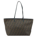 FENDI Zucca Canvas Tote Bag PVC Black Brown Auth bs35373-2