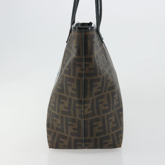 FENDI Zucca Canvas Tote Bag PVC Black Brown Auth bs35373