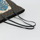 FENDI Zucca Canvas Tote Bag PVC Black Brown Auth bs35373-7